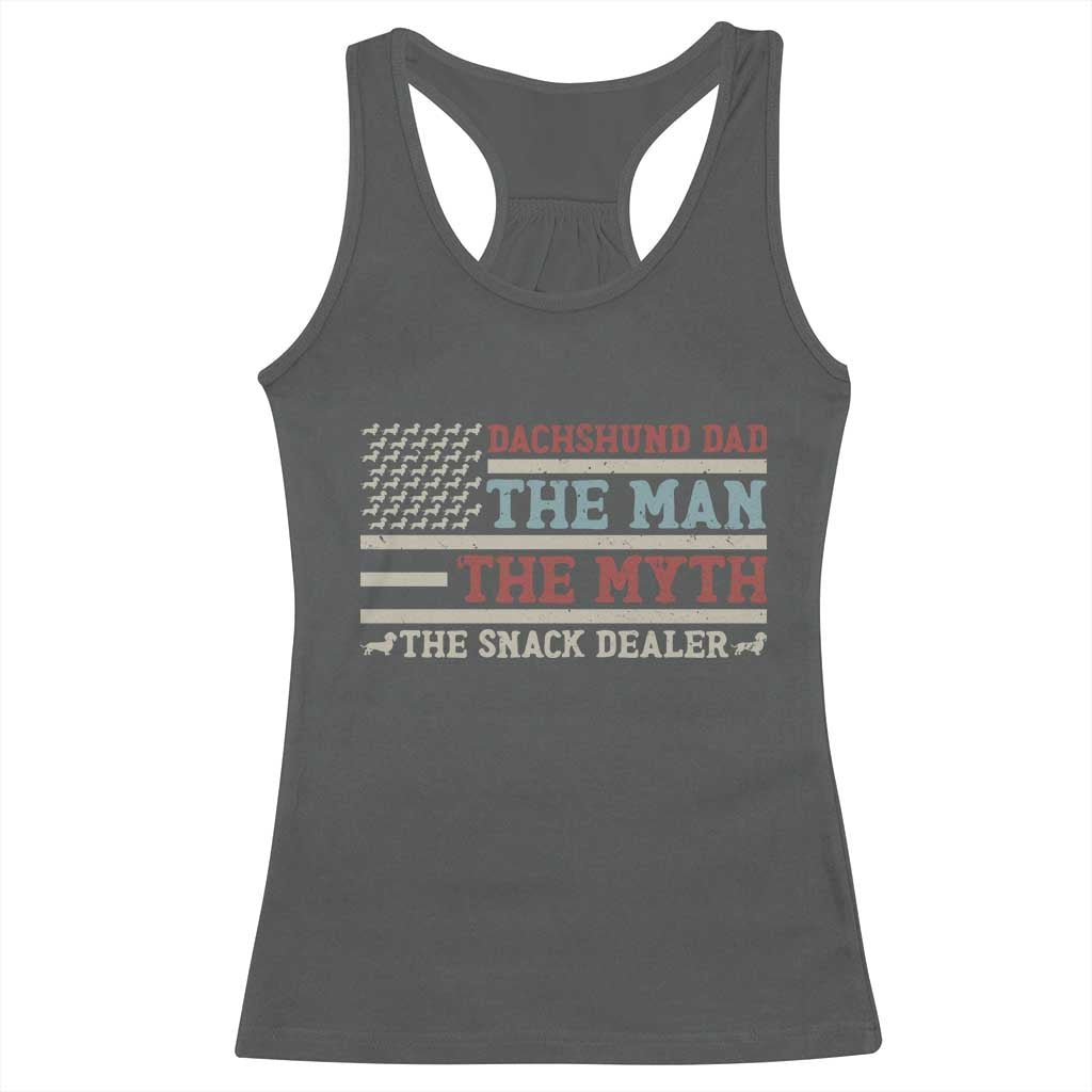 American Flag Dachshund Dad Racerback Tank Top The Man The Myth The Snack Dealer TS12 Dark Heather Print Your Wear