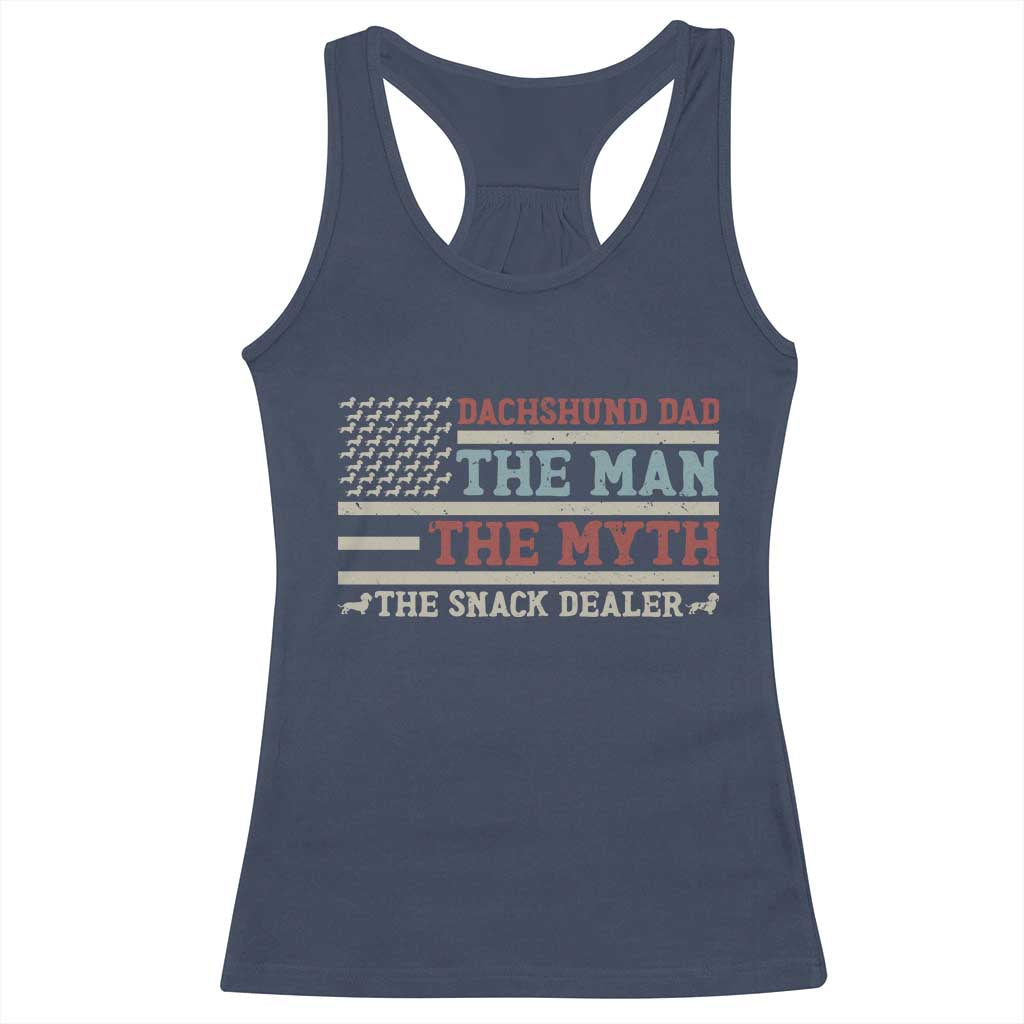 American Flag Dachshund Dad Racerback Tank Top The Man The Myth The Snack Dealer TS12 Navy Print Your Wear