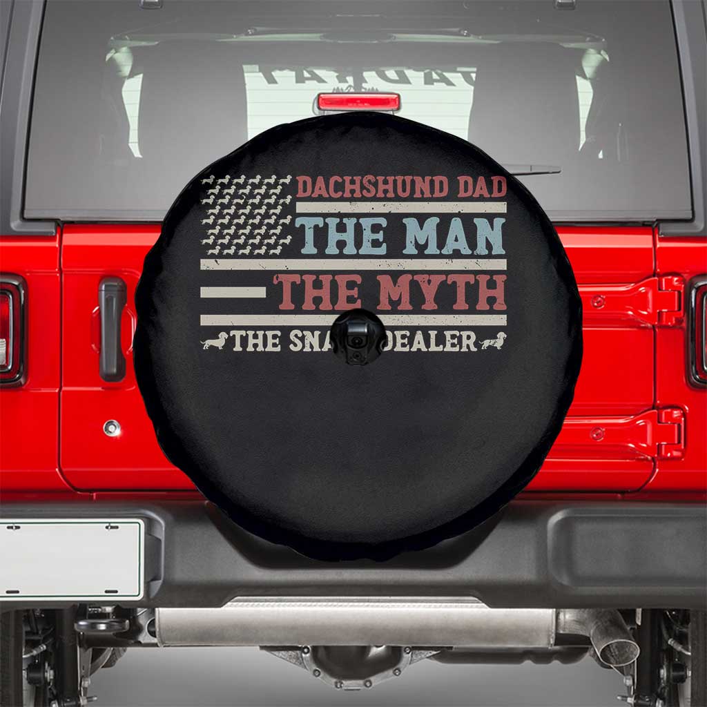 American Flag Dachshund Dad Spare Tire Cover The Man The Myth The Snack Dealer TS12 Black Print Your Wear