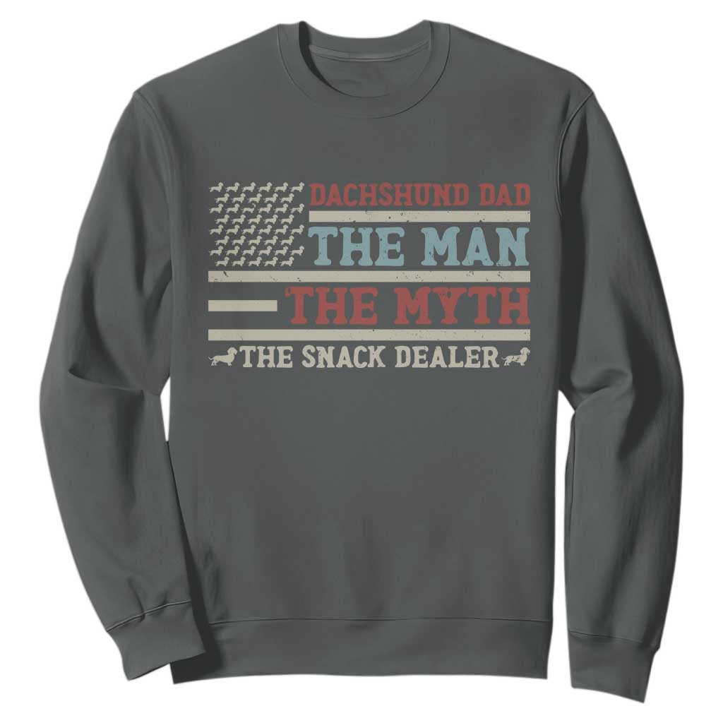 American Flag Dachshund Dad Sweatshirt The Man The Myth The Snack Dealer TS12 Dark Heather Print Your Wear