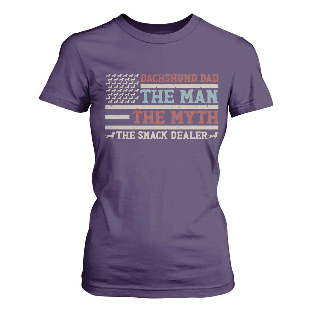 American Flag Dachshund Dad T Shirt For Women The Man The Myth The Snack Dealer TS12 Purple Print Your Wear