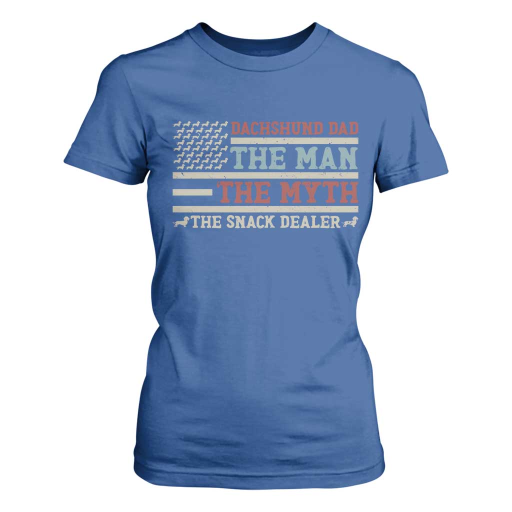 American Flag Dachshund Dad T Shirt For Women The Man The Myth The Snack Dealer TS12 Royal Blue Print Your Wear