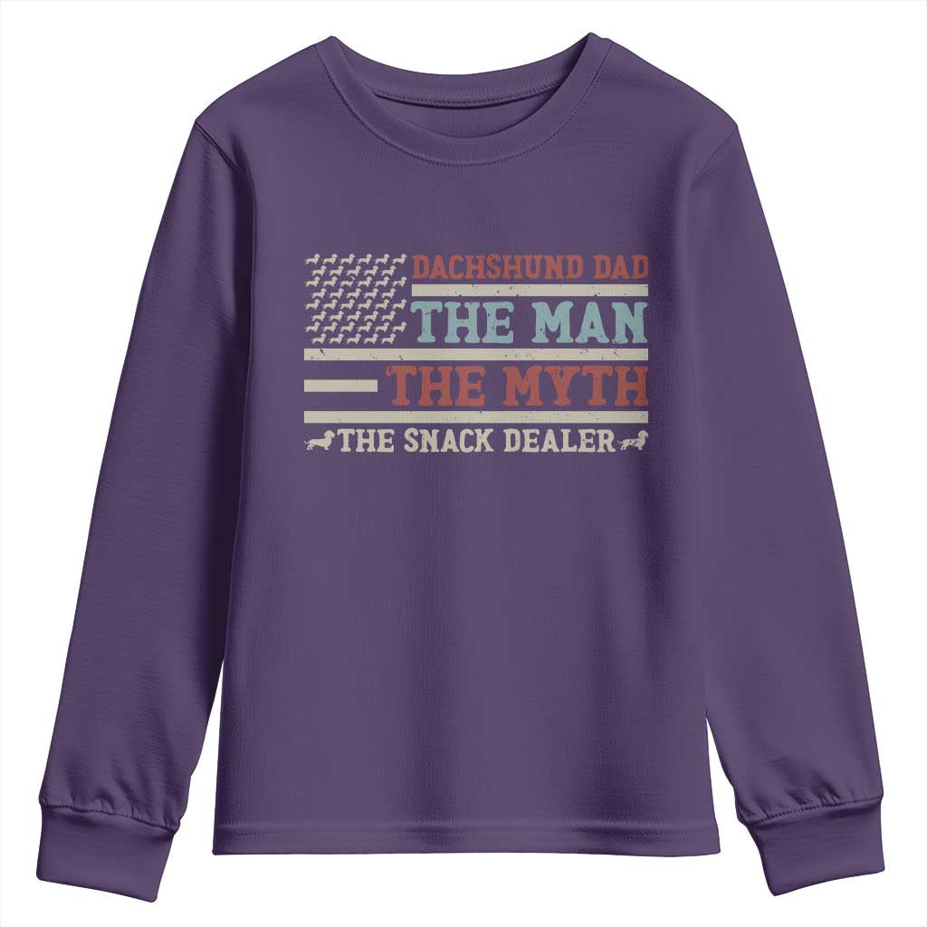American Flag Dachshund Dad Youth Sweatshirt The Man The Myth The Snack Dealer TS12 Purple Print Your Wear