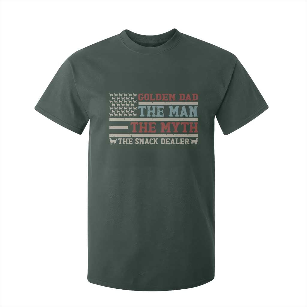 Vintage Golden Retriever Dad T Shirt For Kid The Man The Myth The Snack Dealer TS12 Dark Forest Green Print Your Wear