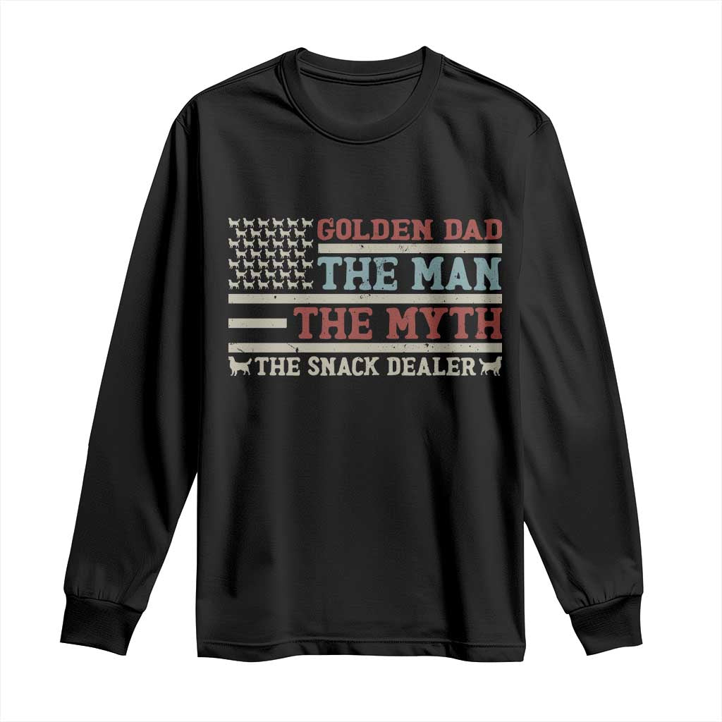 Vintage Golden Retriever Dad Long Sleeve Shirt The Man The Myth The Snack Dealer TS12 Black Print Your Wear