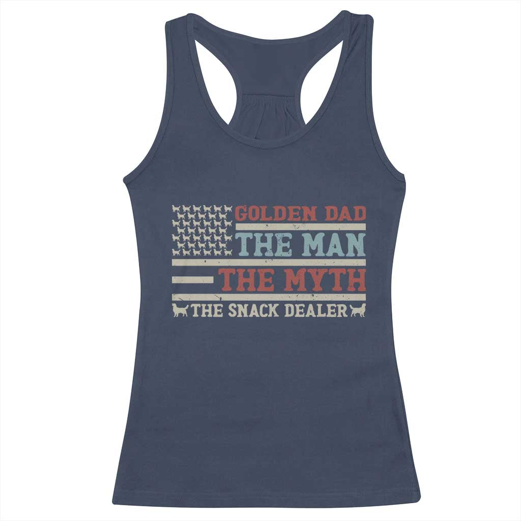 Vintage Golden Retriever Dad Racerback Tank Top The Man The Myth The Snack Dealer TS12 Navy Print Your Wear