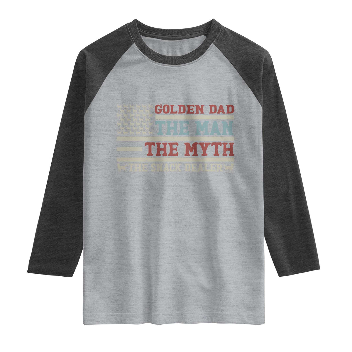 Vintage Golden Retriever Dad Raglan Shirt The Man The Myth The Snack Dealer TS12 Heather Gray Heather Charcoal Print Your Wear