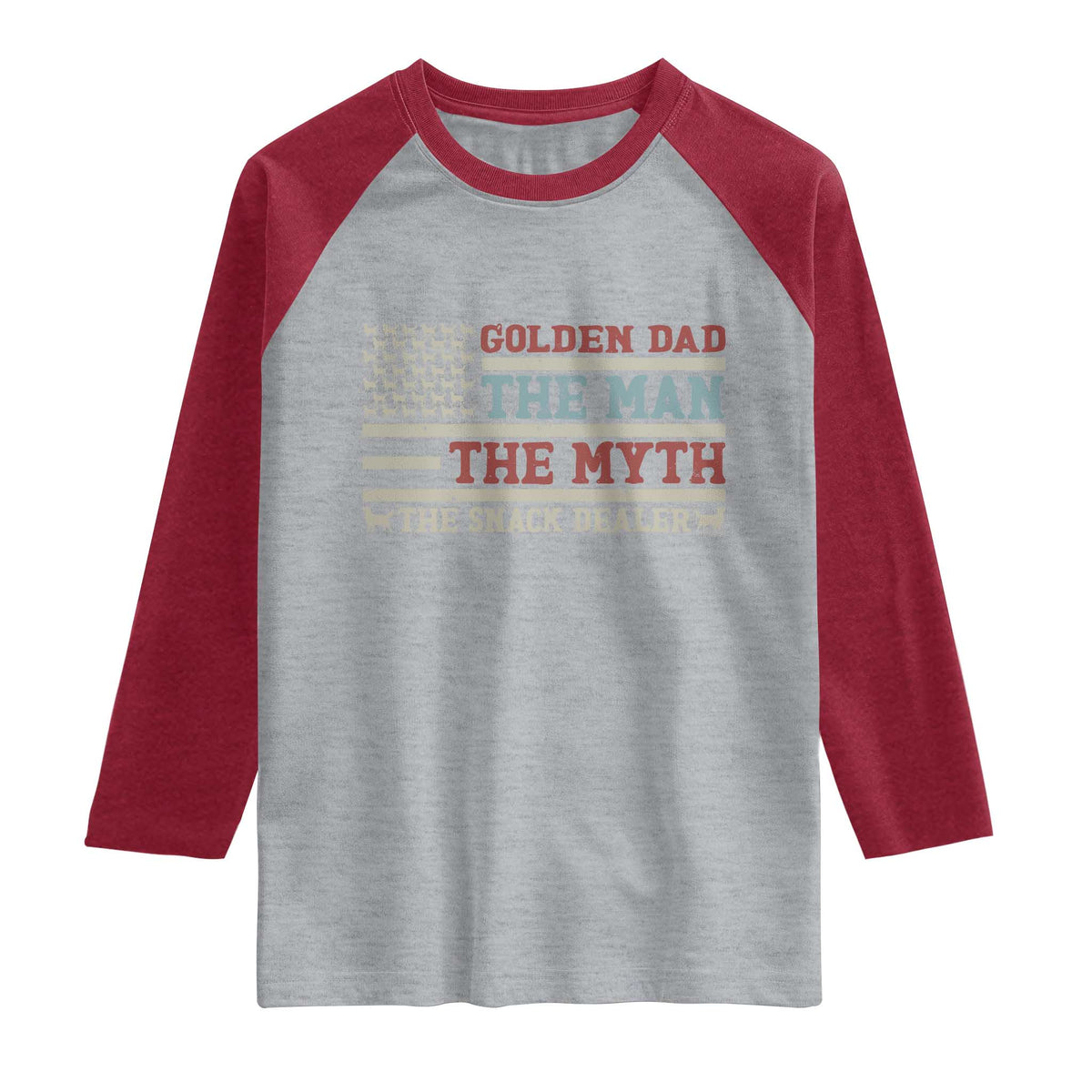 Vintage Golden Retriever Dad Raglan Shirt The Man The Myth The Snack Dealer TS12 Heather Gray Heather Red Print Your Wear
