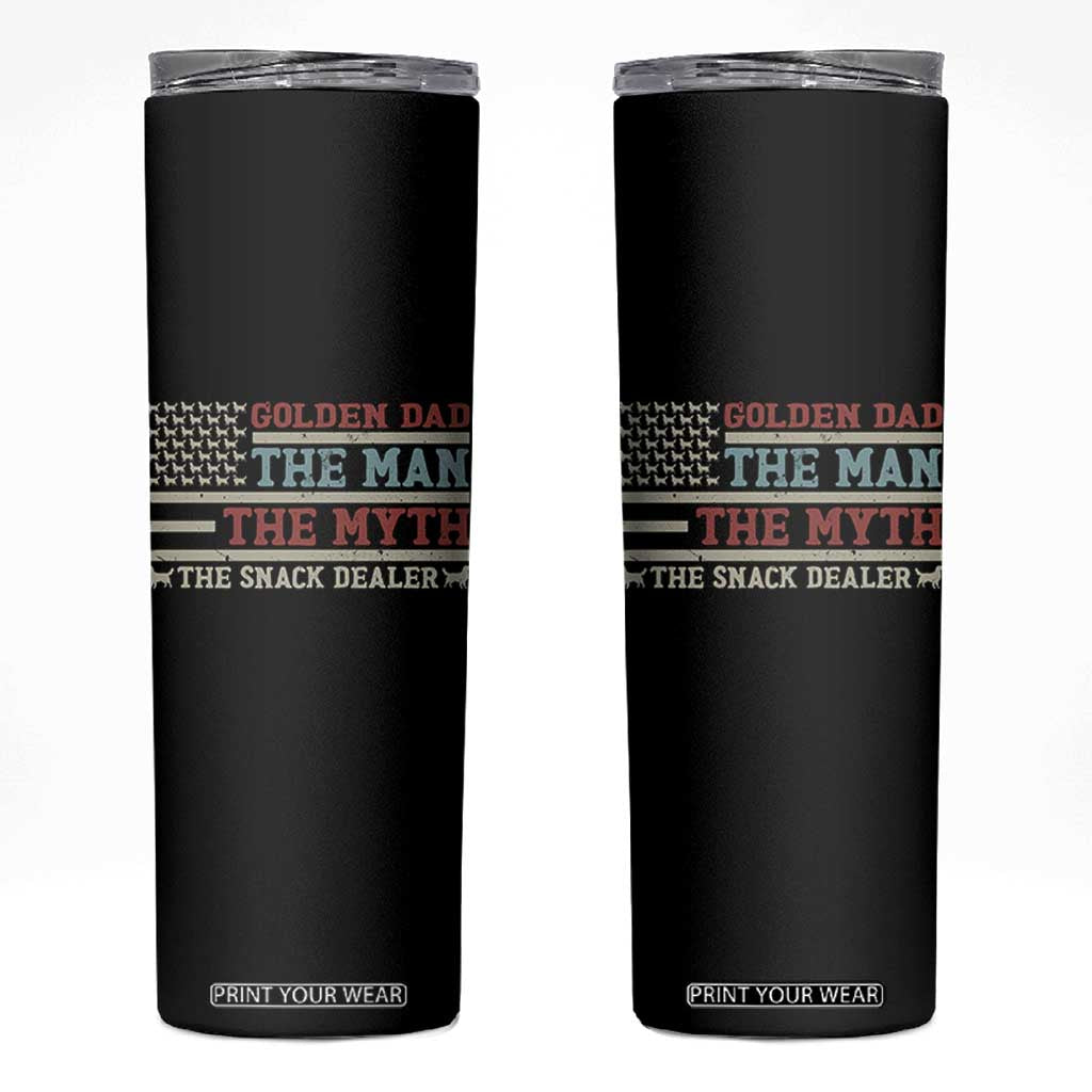 Vintage Golden Retriever Dad Skinny Tumbler The Man The Myth The Snack Dealer TS12 Black Print Your Wear