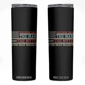 Vintage Golden Retriever Dad Skinny Tumbler The Man The Myth The Snack Dealer TS12 Black Print Your Wear
