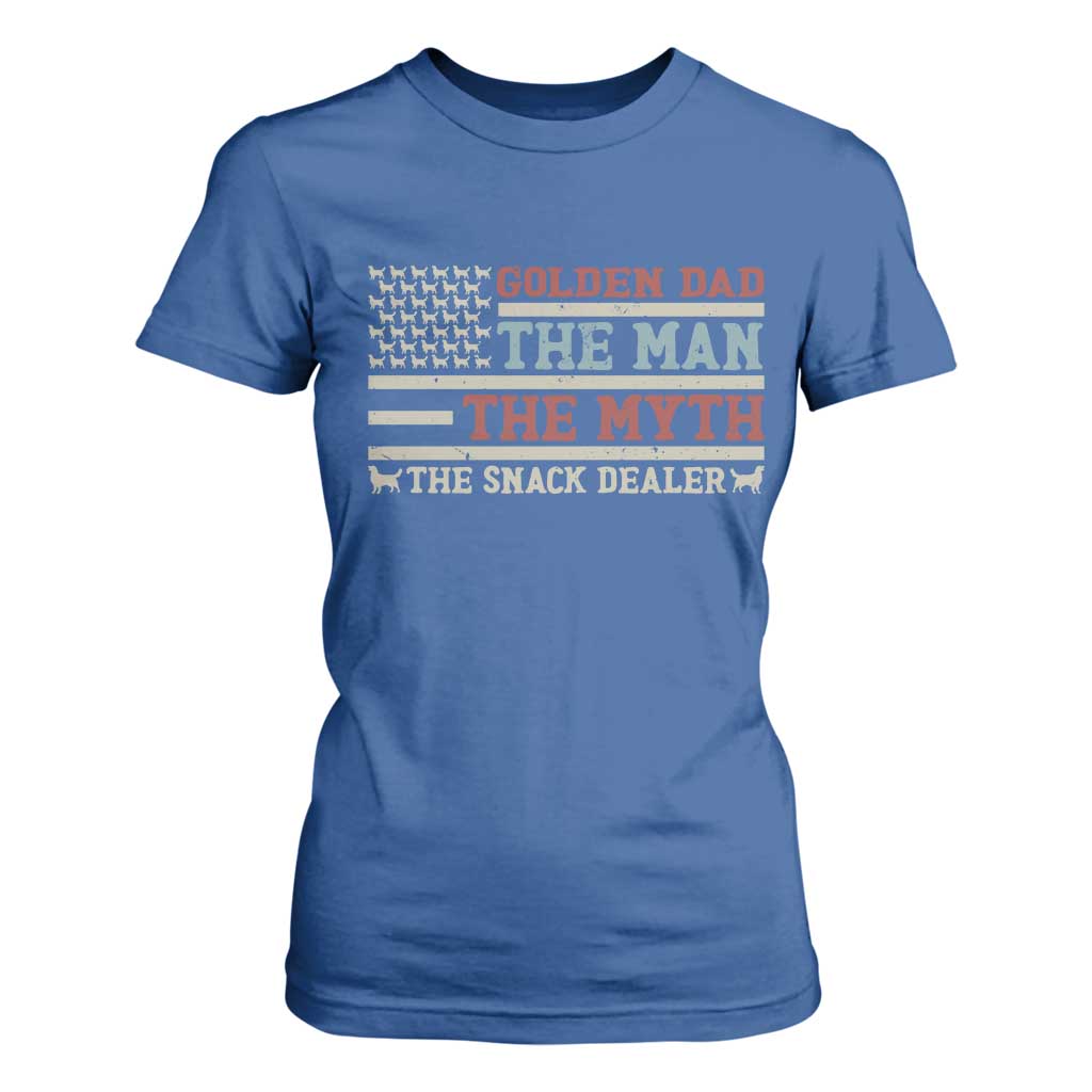 Vintage Golden Retriever Dad T Shirt For Women The Man The Myth The Snack Dealer TS12 Royal Blue Print Your Wear