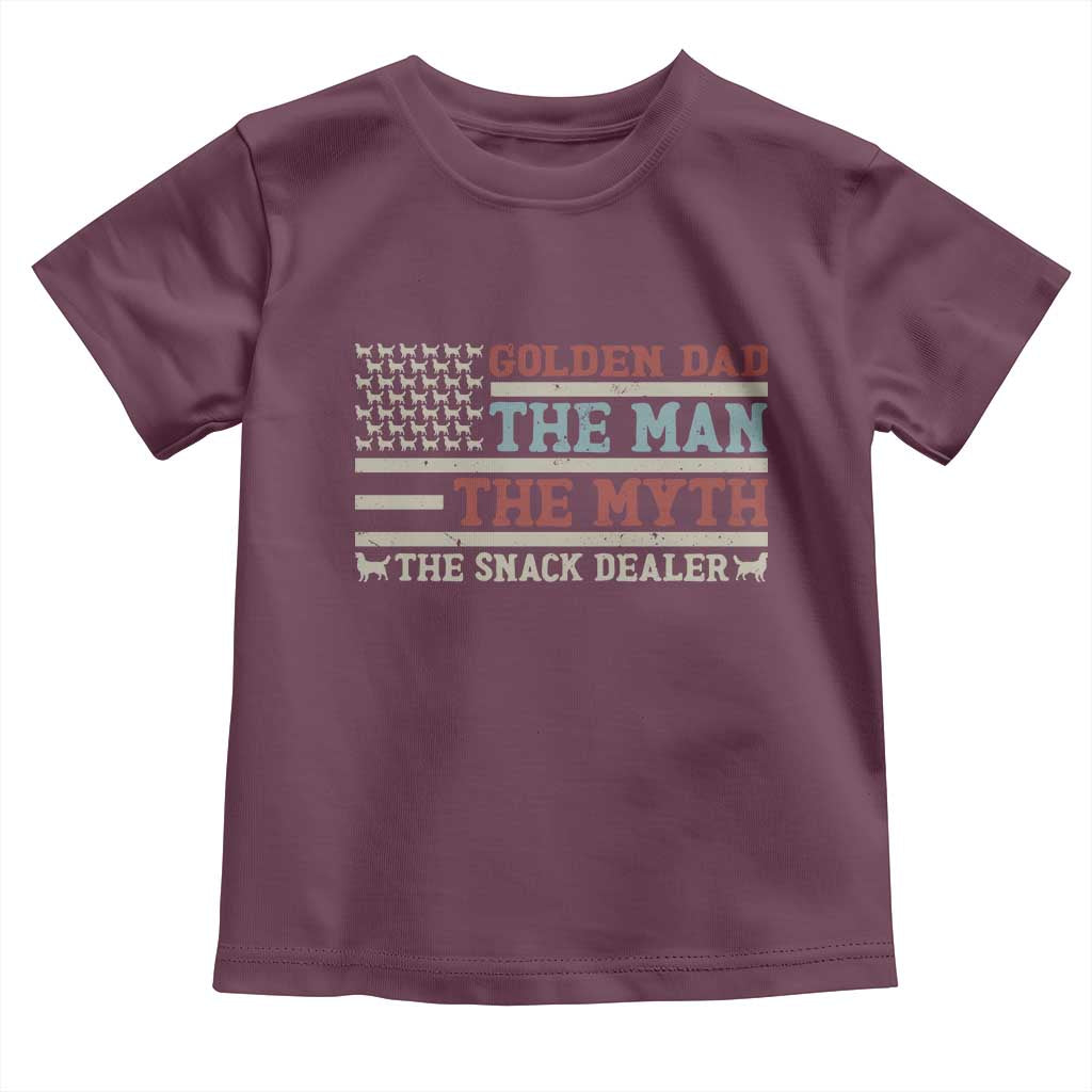 Vintage Golden Retriever Dad Toddler T Shirt The Man The Myth The Snack Dealer TS12 Maroon Print Your Wear