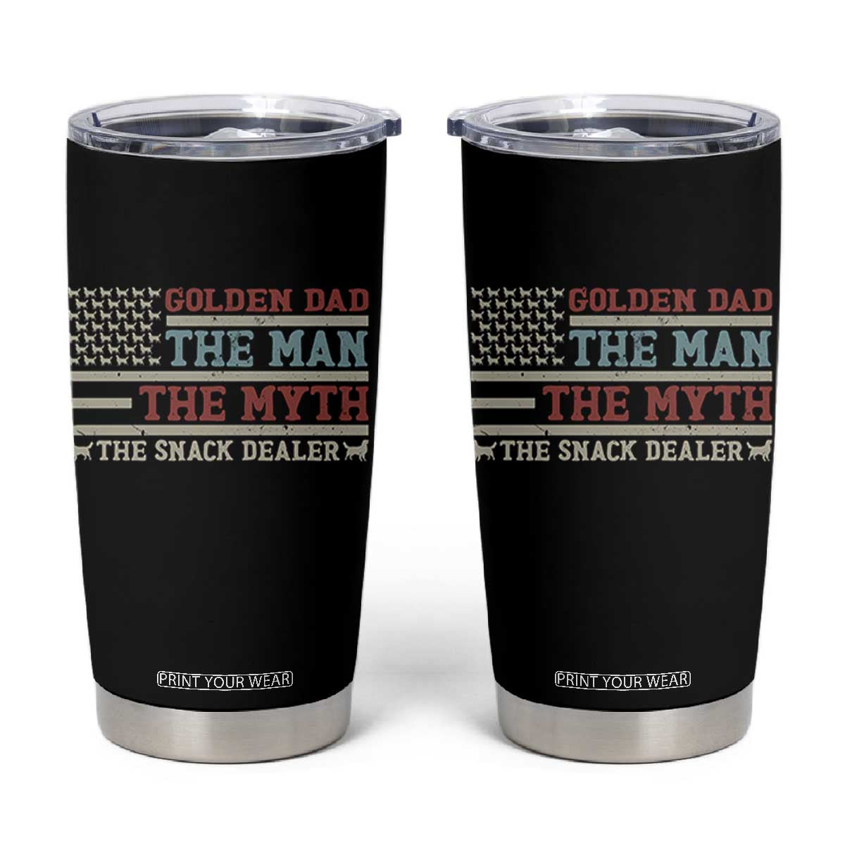 Vintage Golden Retriever Dad Tumbler Cup The Man The Myth The Snack Dealer TS12 Black Print Your Wear
