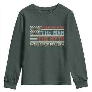 Vintage Golden Retriever Dad Youth Sweatshirt The Man The Myth The Snack Dealer TS12 Dark Forest Green Print Your Wear