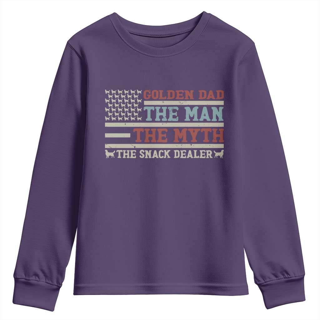 Vintage Golden Retriever Dad Youth Sweatshirt The Man The Myth The Snack Dealer TS12 Purple Print Your Wear