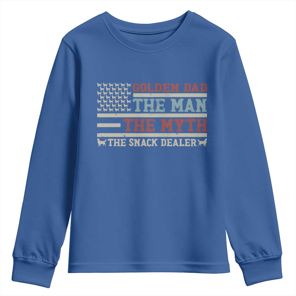 Vintage Golden Retriever Dad Youth Sweatshirt The Man The Myth The Snack Dealer TS12 Royal Blue Print Your Wear