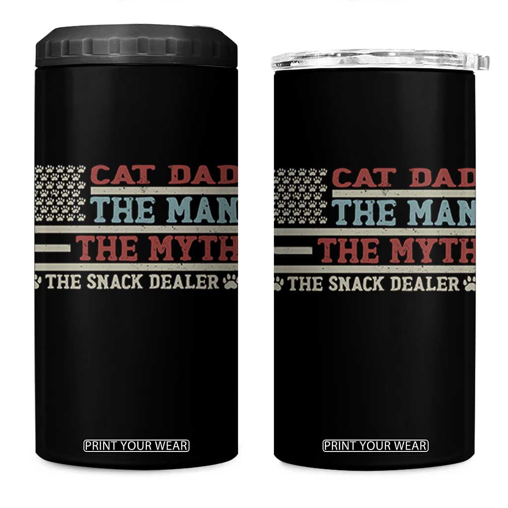 Vintage USA Cat Dad 4 in 1 Can Cooler Tumbler The Man The Myth The Snack Dealer TS12 One Size: 16 oz Black Print Your Wear