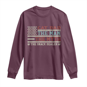 Vintage USA Cat Dad Long Sleeve Shirt The Man The Myth The Snack Dealer TS12 Maroon Print Your Wear