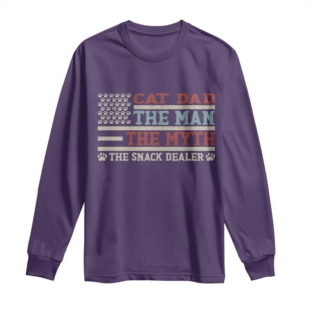 Vintage USA Cat Dad Long Sleeve Shirt The Man The Myth The Snack Dealer TS12 Purple Print Your Wear