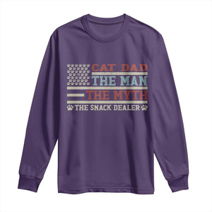 Vintage USA Cat Dad Long Sleeve Shirt The Man The Myth The Snack Dealer TS12 Purple Print Your Wear