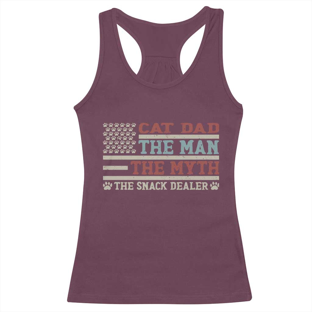 Vintage USA Cat Dad Racerback Tank Top The Man The Myth The Snack Dealer TS12 Maroon Print Your Wear