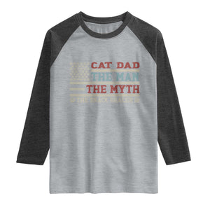 Vintage USA Cat Dad Raglan Shirt The Man The Myth The Snack Dealer TS12 Heather Gray Heather Charcoal Print Your Wear