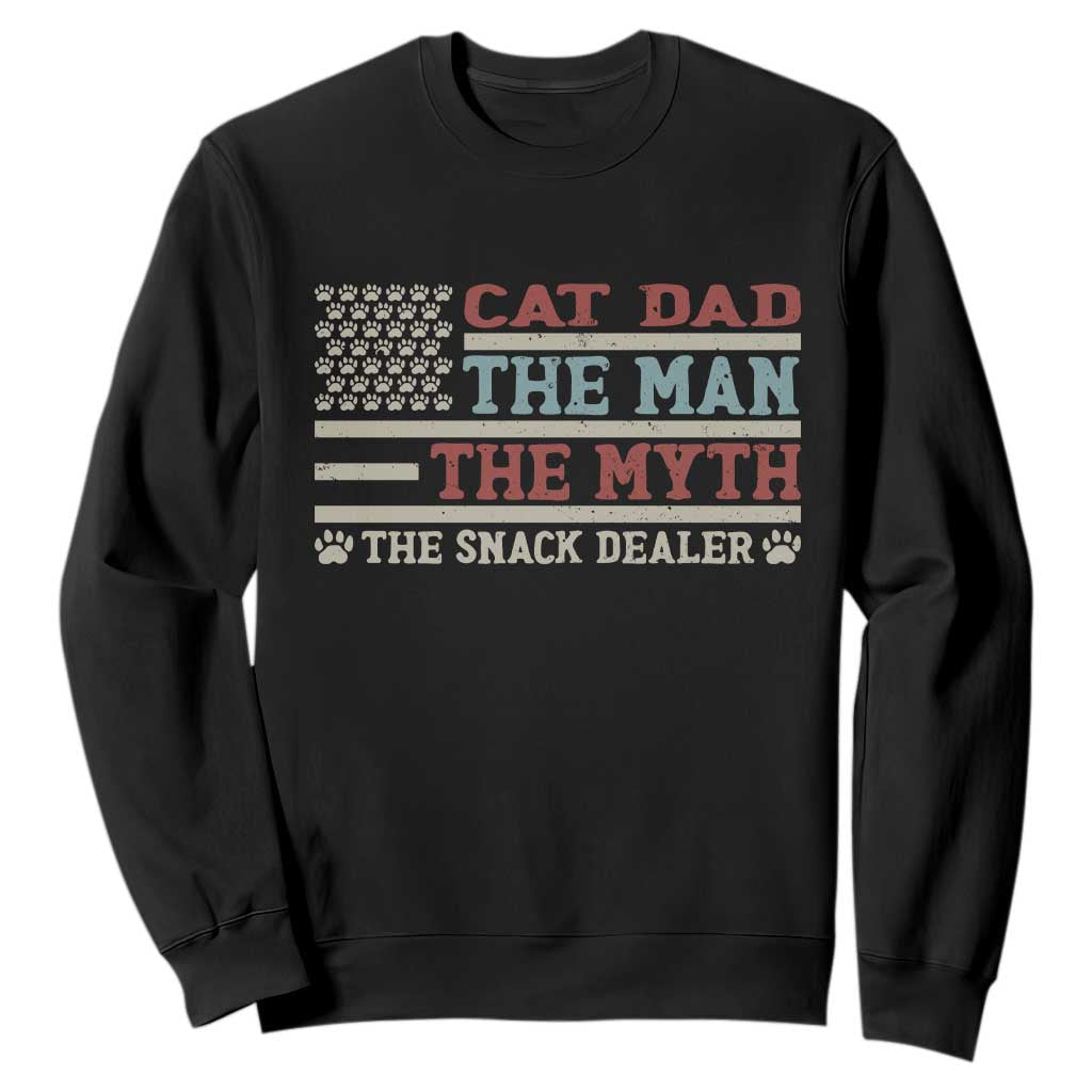 Vintage USA Cat Dad Sweatshirt The Man The Myth The Snack Dealer TS12 Black Print Your Wear