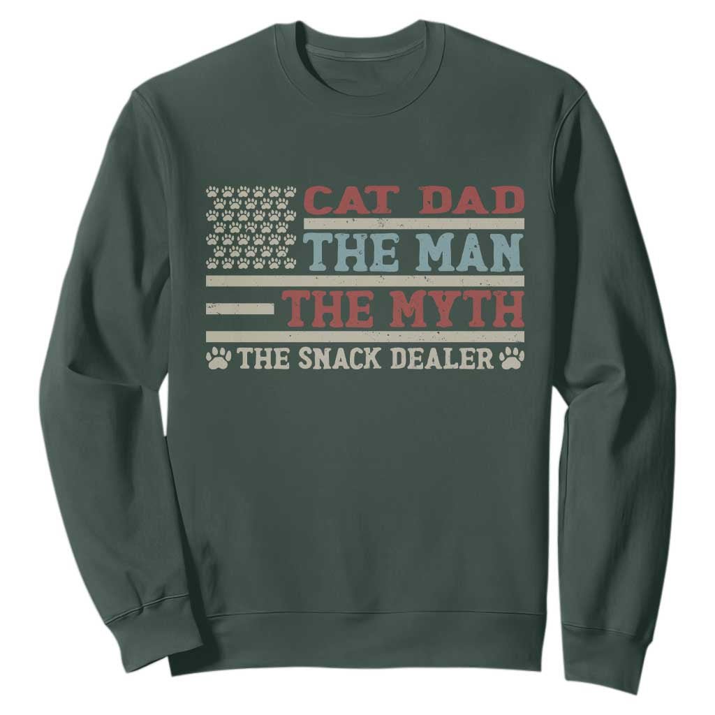 Vintage USA Cat Dad Sweatshirt The Man The Myth The Snack Dealer TS12 Dark Forest Green Print Your Wear