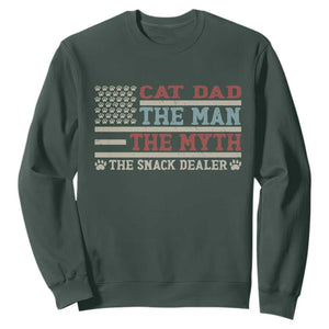 Vintage USA Cat Dad Sweatshirt The Man The Myth The Snack Dealer TS12 Dark Forest Green Print Your Wear