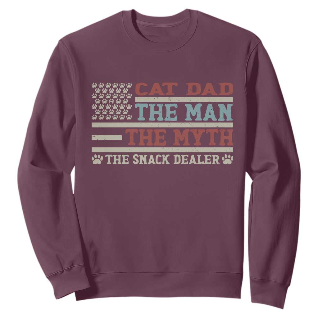 Vintage USA Cat Dad Sweatshirt The Man The Myth The Snack Dealer TS12 Maroon Print Your Wear