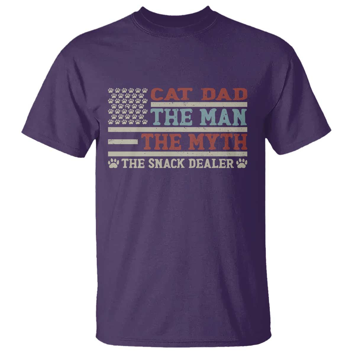 Vintage USA Cat Dad T Shirt The Man The Myth The Snack Dealer TS12 Purple Print Your Wear