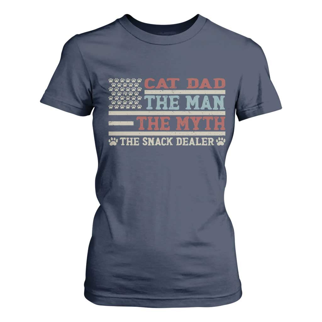 Vintage USA Cat Dad T Shirt For Women The Man The Myth The Snack Dealer TS12 Navy Print Your Wear