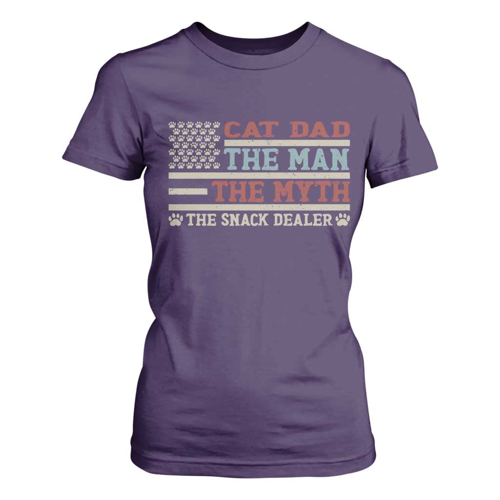 Vintage USA Cat Dad T Shirt For Women The Man The Myth The Snack Dealer TS12 Purple Print Your Wear