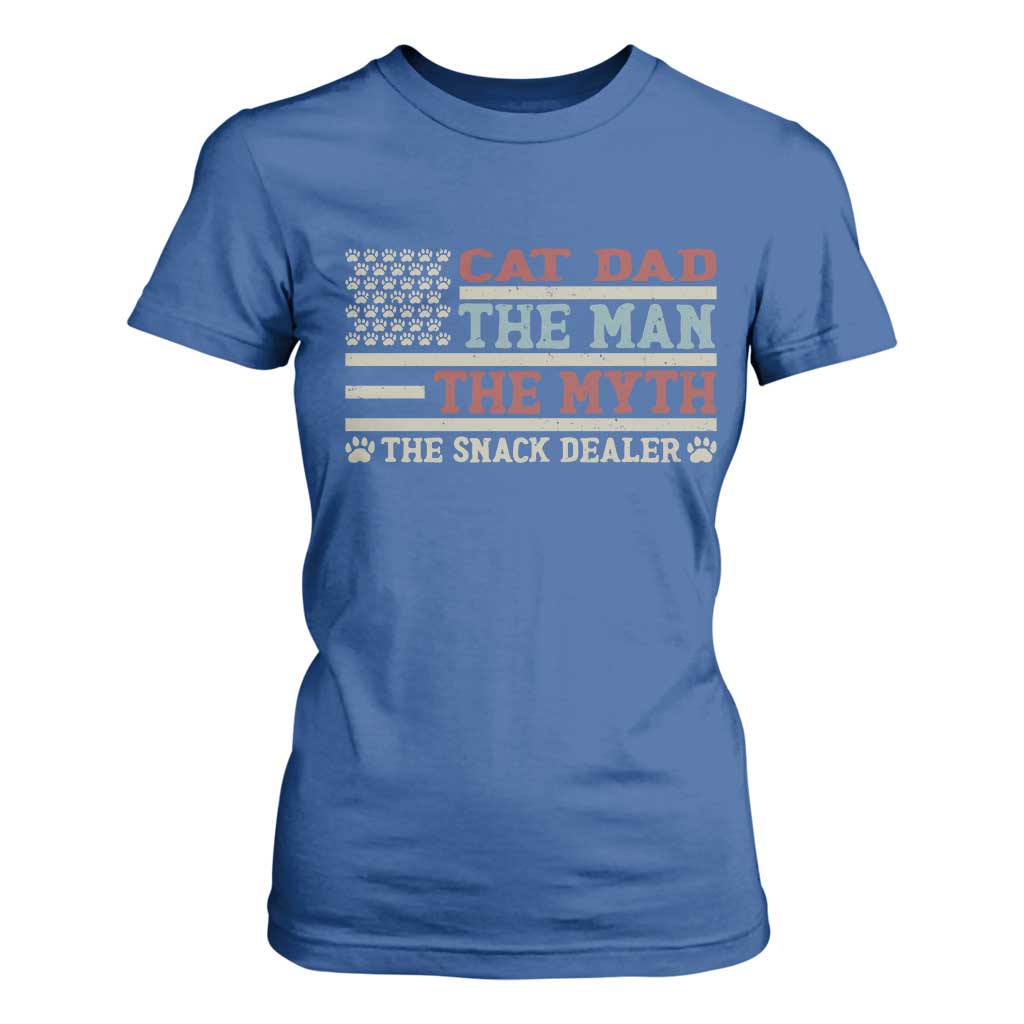 Vintage USA Cat Dad T Shirt For Women The Man The Myth The Snack Dealer TS12 Royal Blue Print Your Wear