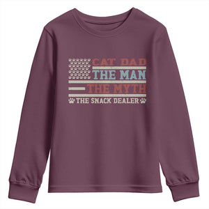 Vintage USA Cat Dad Youth Sweatshirt The Man The Myth The Snack Dealer TS12 Maroon Print Your Wear