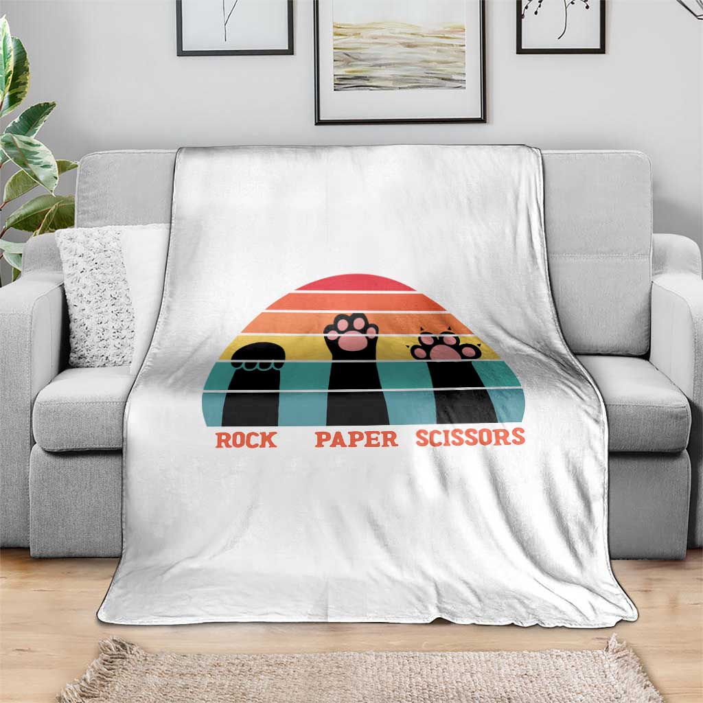 Funny Vintage Black Cat Introvert Throw Blanket Rock Paper Scissors Paw TS12 Print Your Wear