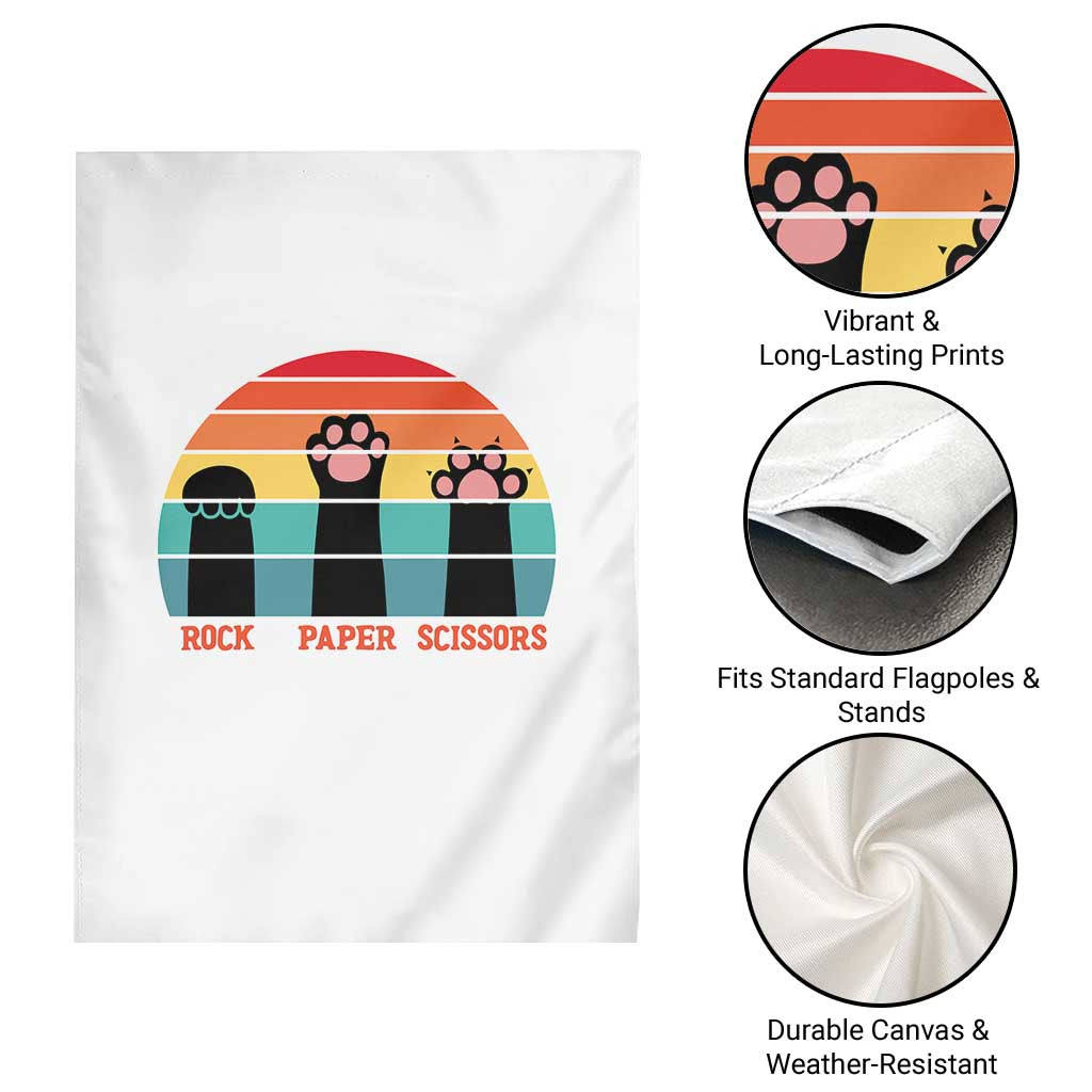 Funny Vintage Black Cat Introvert Garden Flag Rock Paper Scissors Paw TS12 Print Your Wear