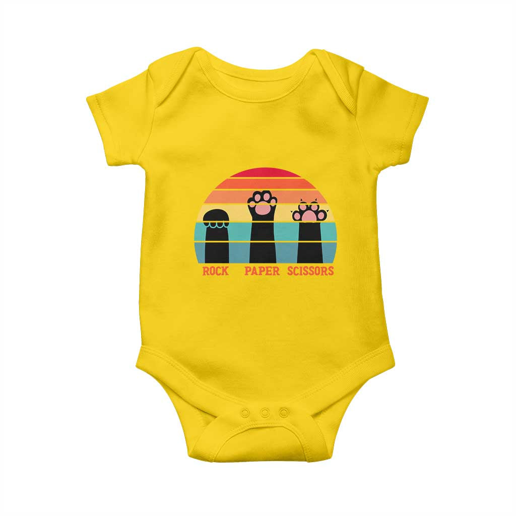 Funny Vintage Black Cat Introvert Baby Onesie Rock Paper Scissors Paw TS12 Daisy Print Your Wear