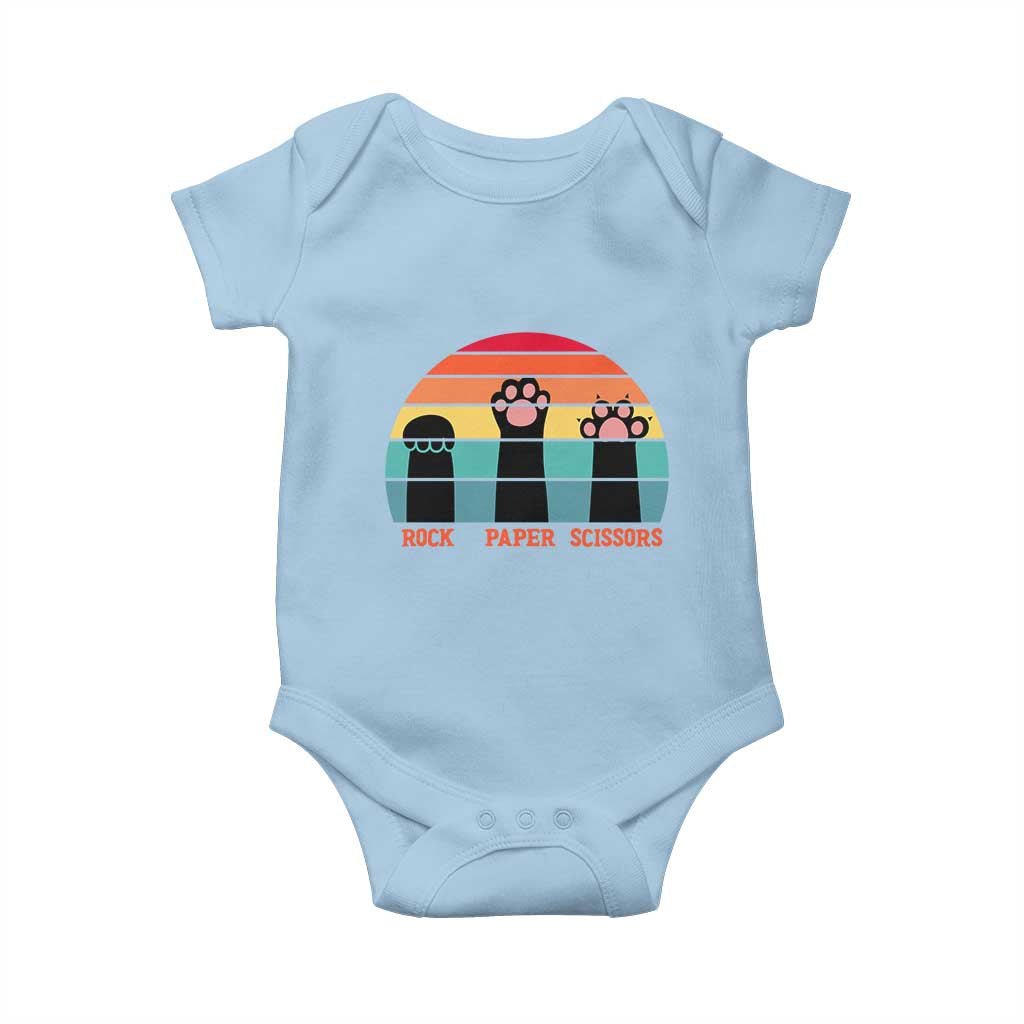 Funny Vintage Black Cat Introvert Baby Onesie Rock Paper Scissors Paw TS12 Light Blue Print Your Wear