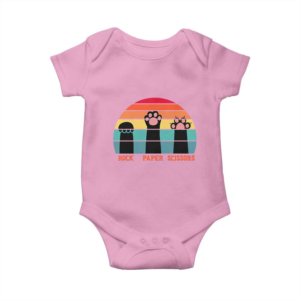 Funny Vintage Black Cat Introvert Baby Onesie Rock Paper Scissors Paw TS12 Light Pink Print Your Wear