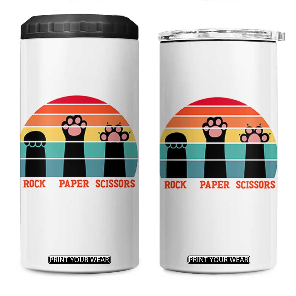 Funny Vintage Black Cat Introvert 4 in 1 Can Cooler Tumbler Rock Paper Scissors Paw TS12 One Size: 16 oz White Print Your Wear