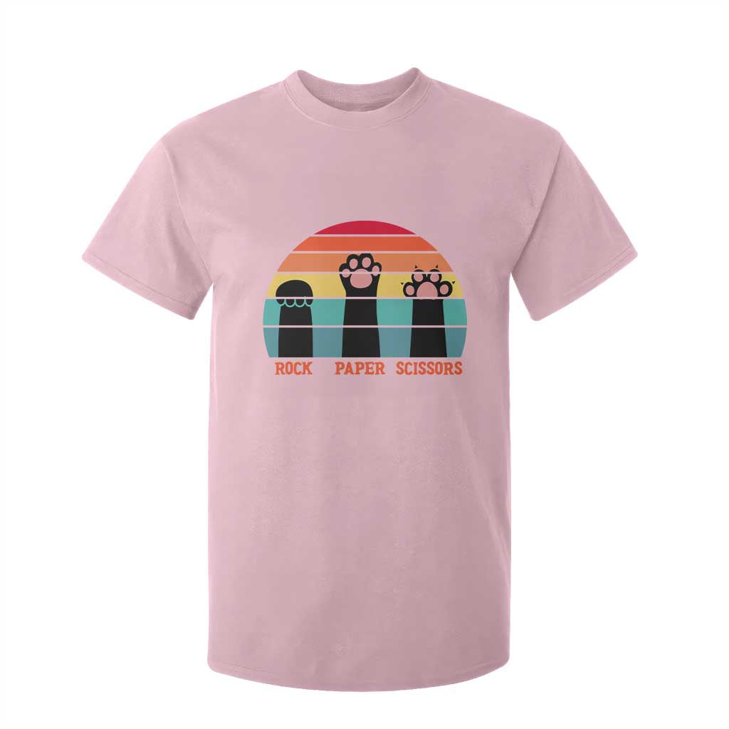 Funny Vintage Black Cat Introvert T Shirt For Kid Rock Paper Scissors Paw TS12 Light Pink Print Your Wear
