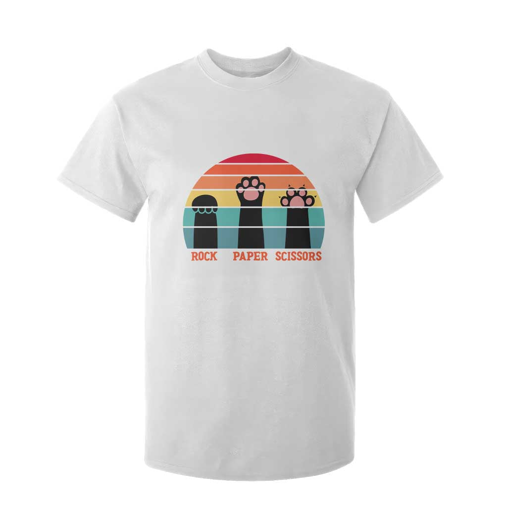 Funny Vintage Black Cat Introvert T Shirt For Kid Rock Paper Scissors Paw TS12 White Print Your Wear