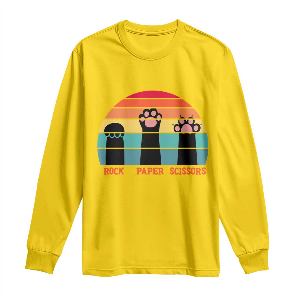 Funny Vintage Black Cat Introvert Long Sleeve Shirt Rock Paper Scissors Paw TS12 Daisy Print Your Wear
