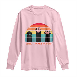 Funny Vintage Black Cat Introvert Long Sleeve Shirt Rock Paper Scissors Paw TS12 Light Pink Print Your Wear