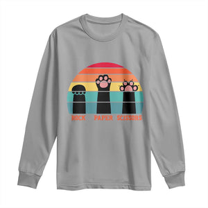 Funny Vintage Black Cat Introvert Long Sleeve Shirt Rock Paper Scissors Paw TS12 Sport Gray Print Your Wear