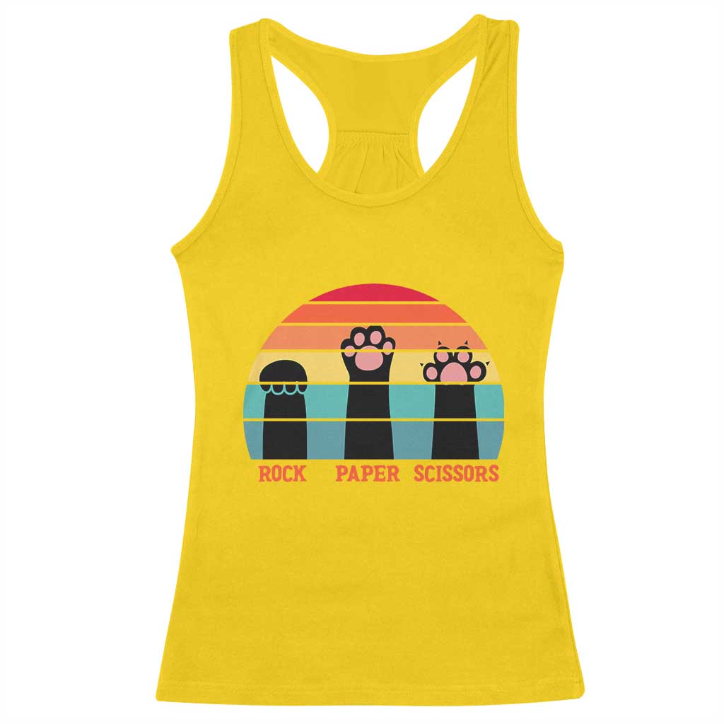 Funny Vintage Black Cat Introvert Racerback Tank Top Rock Paper Scissors Paw TS12 Daisy Print Your Wear