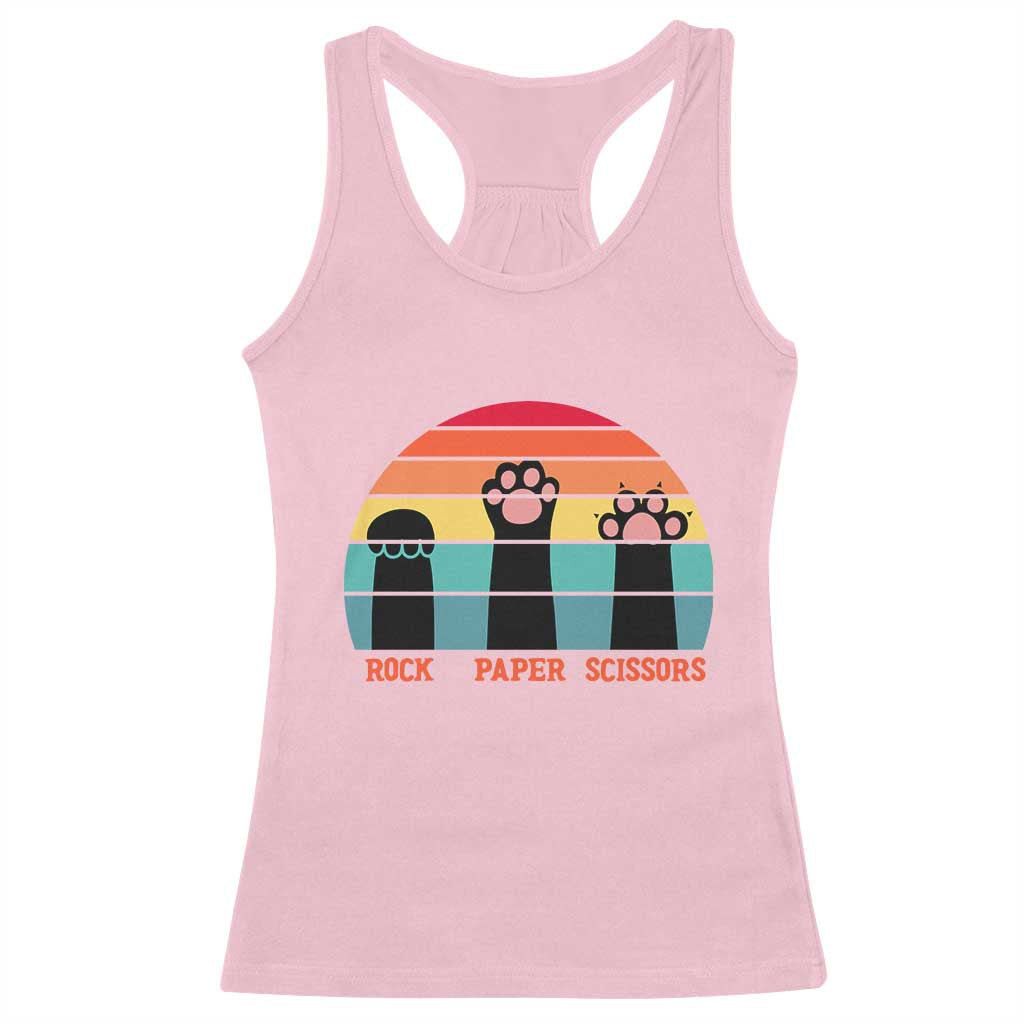 Funny Vintage Black Cat Introvert Racerback Tank Top Rock Paper Scissors Paw TS12 Light Pink Print Your Wear