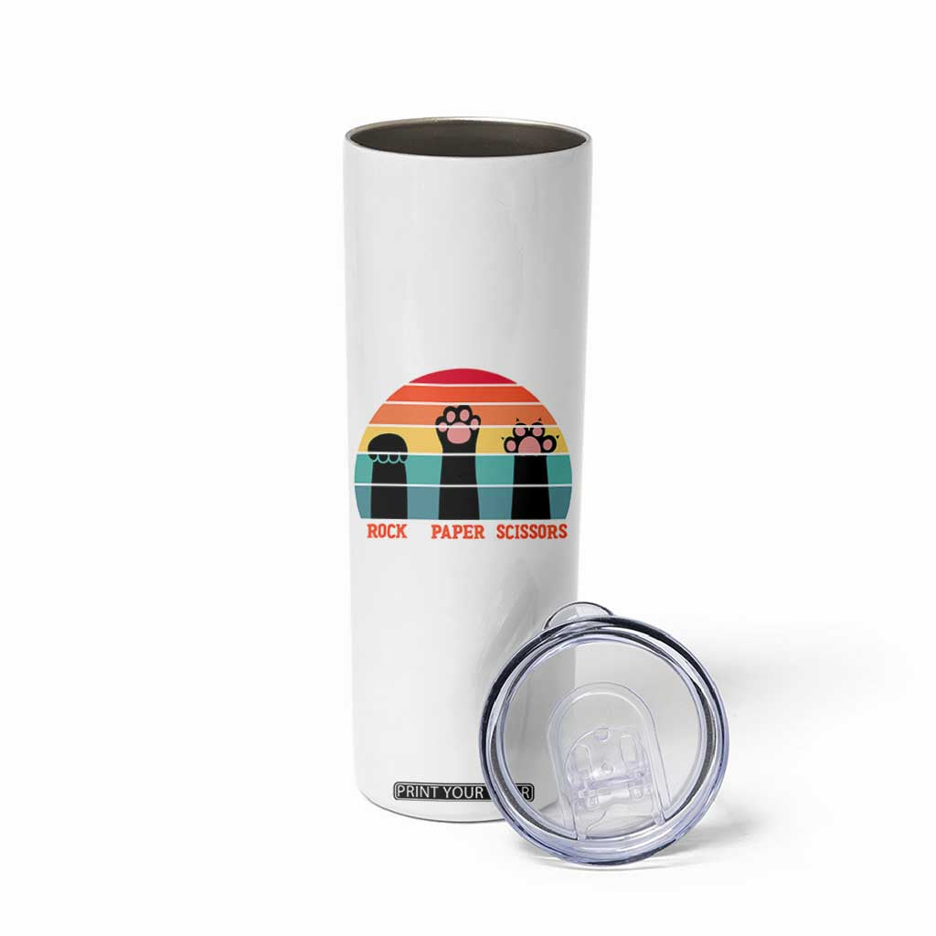 Funny Vintage Black Cat Introvert Skinny Tumbler Rock Paper Scissors Paw TS12 Print Your Wear