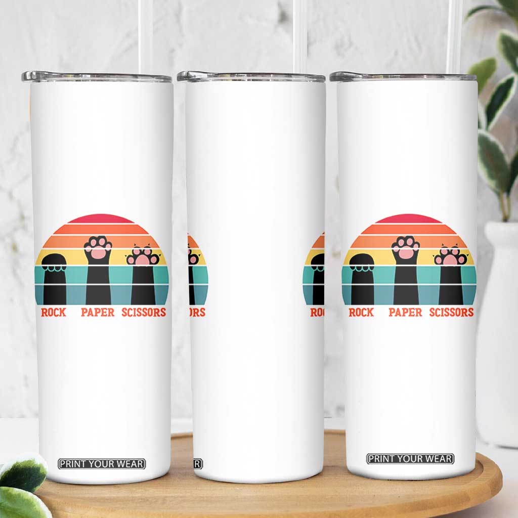 Funny Vintage Black Cat Introvert Skinny Tumbler Rock Paper Scissors Paw TS12 Print Your Wear